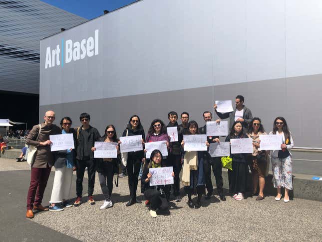 Hong Kong’s artistic communities stood in solidarity with Hong Kong’s anti-extradition bill protesters at Art Basel in Basel, Switzerland, on June 12.
