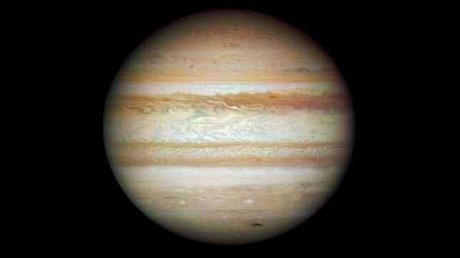 A photo of Jupiter taken by a space telescope. 