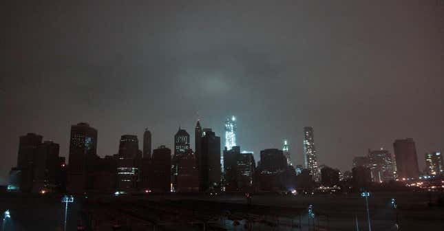 A darkened skyline