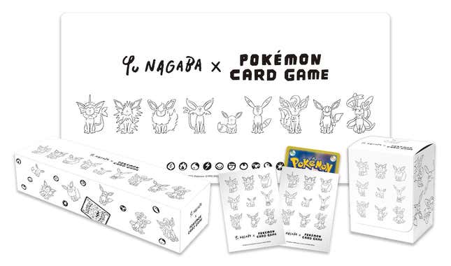 A rendering of the Yu Nagaba x Pokemon Card Game Box set and its contents can be seen.