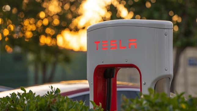 A Tesla charging station