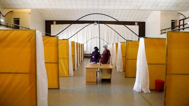 Medical staff at the newly built field hospital for potential Covid-19 at the Aga Khan University Hospital in Nairobi, Kenya, April 9, 2020