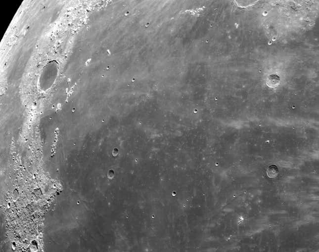 A high-resolution image of the Moon, as captured by Orion on December 7, 2022.