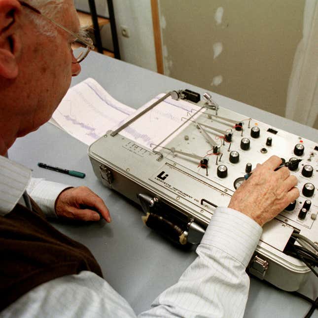 A polygraph machine.