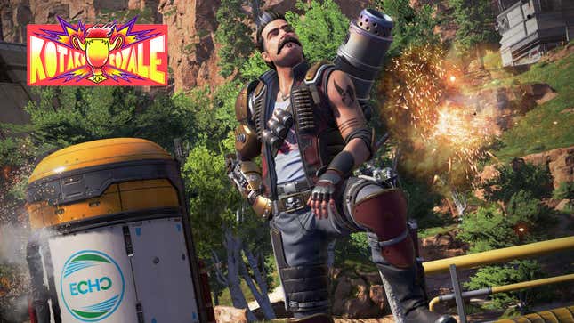 A hero in Apex Legends proudly faces an explosion.