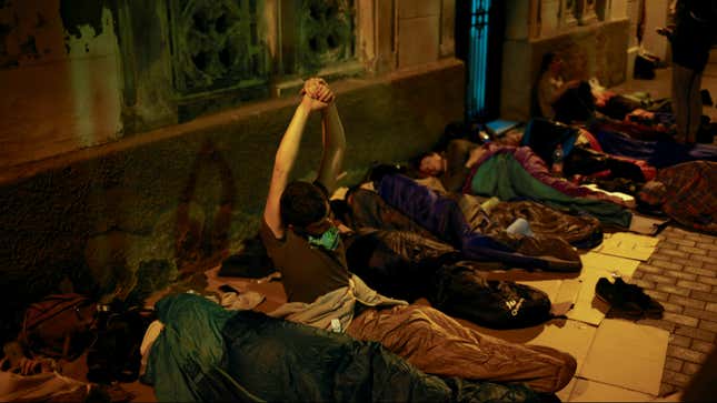 Catalans camp overnight at polling stations.