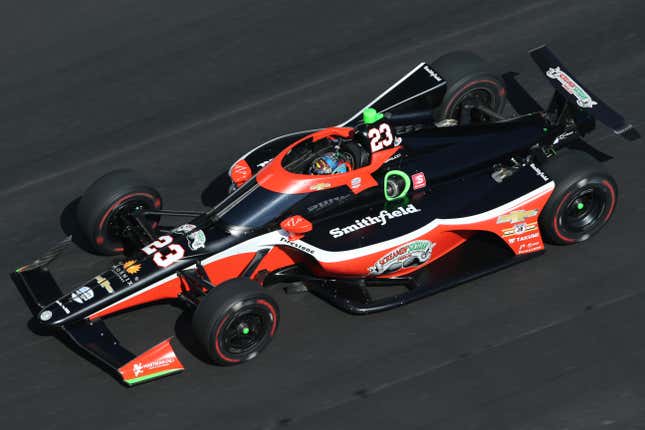 Santino Ferrucci in his No. 23 Dreyer &amp; Reinbold Racing Chevrolet during practice for the 2022 Indy 500