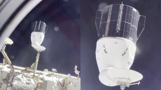Imagen para el artículo titulado Esta perspectiva de la nave Endeavour atracando en la Estación Espacial Internacional parece ciencia ficción