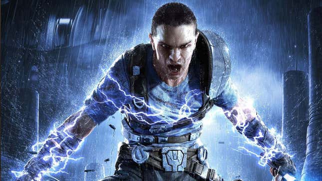 An image shows Starkiller screaming while covered in lightning. 