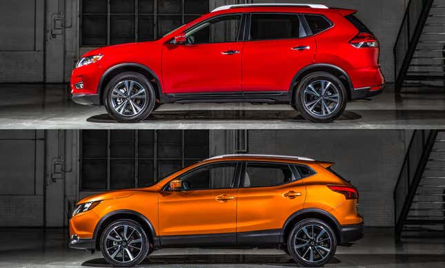 Nissan Rogue and Rogue Sport size comparison