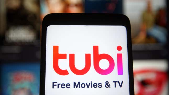 The Tubi logo displayed on a smartphone