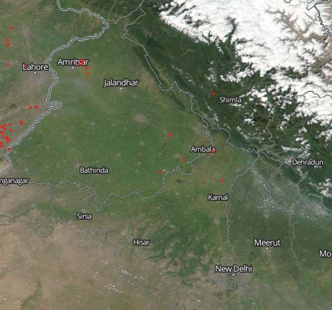 Image for article titled Satellite images show Delhi’s in for another smoggy winter