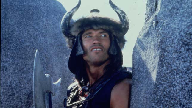 Arnold Schwarzenegger as Conan the Barbarian in John Milius’ film of the same name