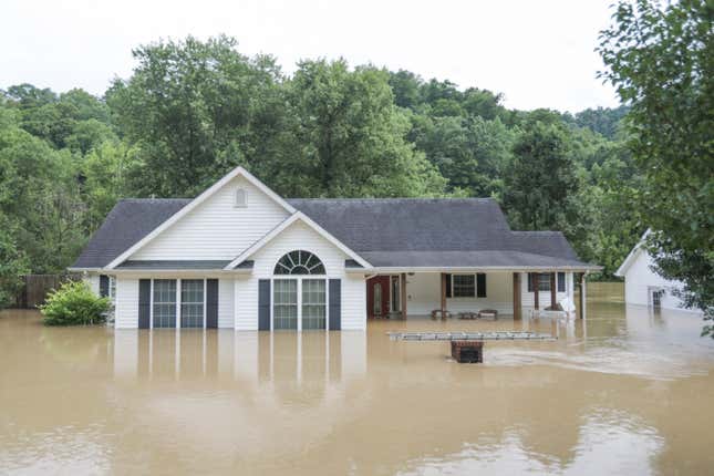 A house submerged in Jackson. 