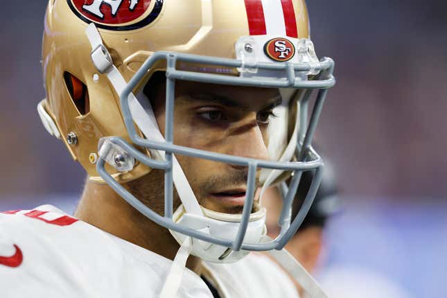 Yes, Jimmy G is worth a first-rounder on the trade market.