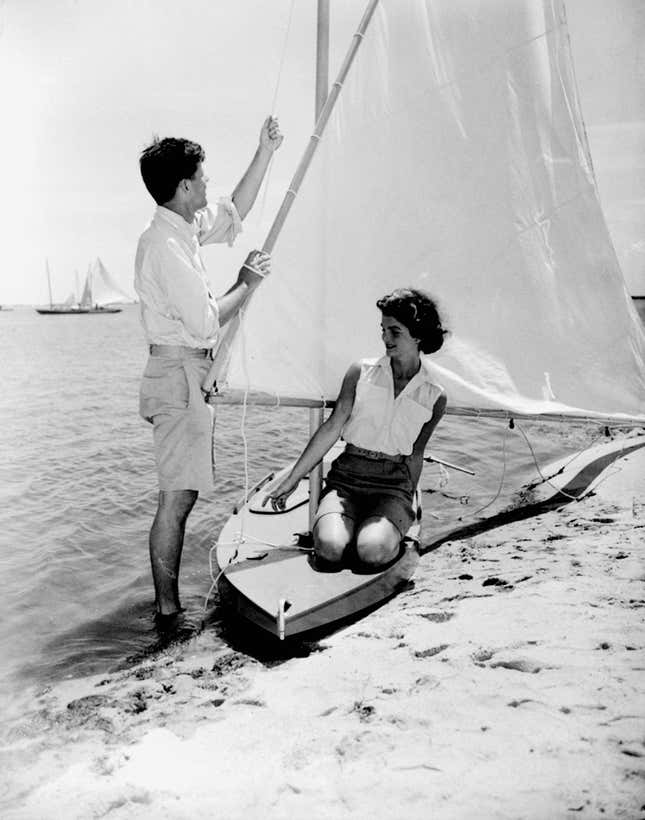 JFK and Jacki Kennedy sailing