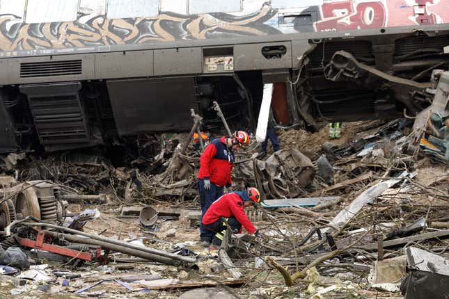 Image for article titled Passenger Train and Freight Train Collide Head-On in Greece, At Least 36 Killed