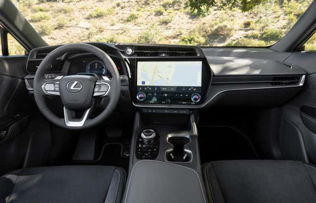 Black interior of Lexus RZ 450e 2023