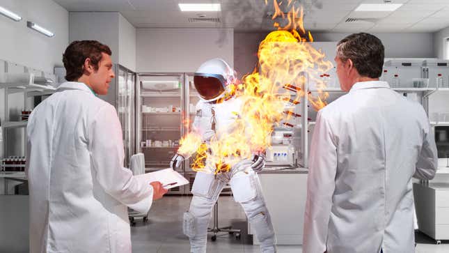 Image for article titled NASA Lights Astronauts On Fire In Order To Simulate Life On Venus