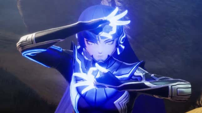 Persona cousin Shin Megami Tensei V is exclusive to Nintendo Switch. Here, a character uses magic.