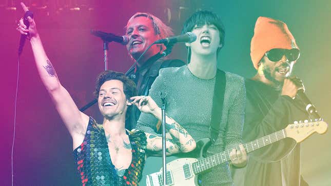 From left: Harry Styles (Photo: Kevin Mazur/Getty Images for ABA), Win Butler of Arcade Fire (Photo: Kevin Mazur/Getty Images for Coachella), Sharon Van Etten, (Photo: Jeff Kravitz/FilmMagic for Outside Lands/Getty Images), Kendrick Lamar (Photo: Prince Williams/Wireimage/Getty Images)