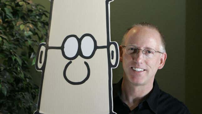 Adams poses with a Dilbert cutout in 2006.