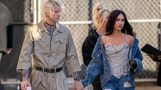 Machine Gun Kelly and Megan Fox seen at “Jimmy Kimmel Live” in Los Angeles on December 07, 2022