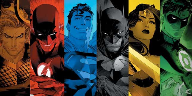 Promo art for Dawn of DC, featuring the Justice League. 