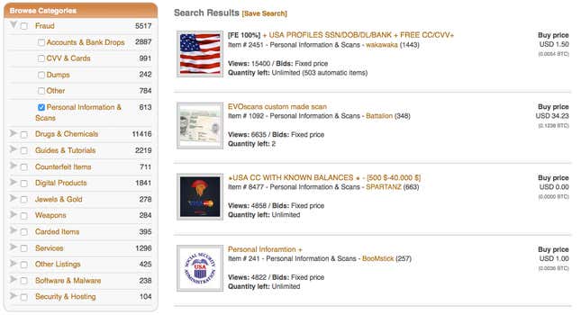 Image for article titled Here’s what your stolen identity goes for on the internet’s black market