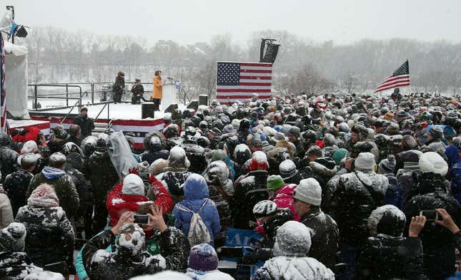 Amy Klobuchar's presidential announcement brought crowds out in a blizzard