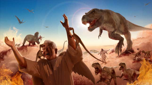 Image for article titled God Considering Moving Dinosaurs To Separate Area Of Heaven