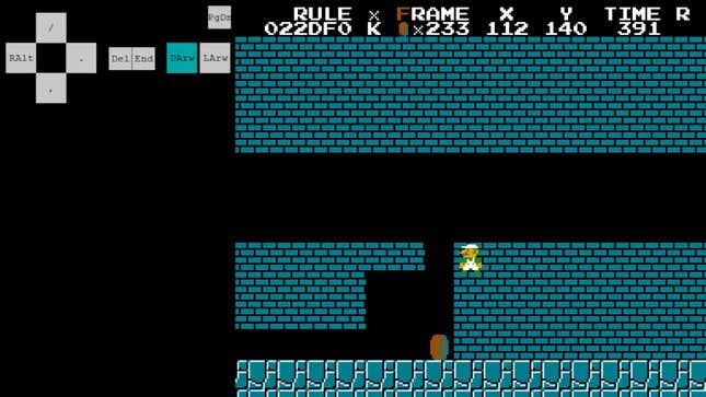 Luigi jumps through the top block on level 4-2.