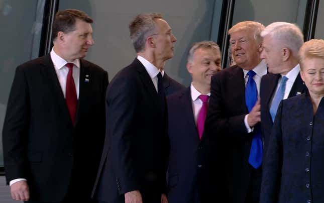 Trump shoves Montenegro's prime minister NATO