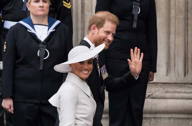 Image for article titled Harry And Meghan Return to UK, Are Showered With Boos