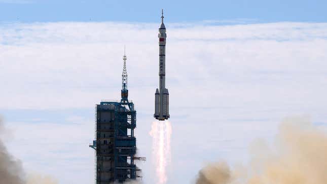 Launch of a Long March-2F Y12 rocket in June 2021. 