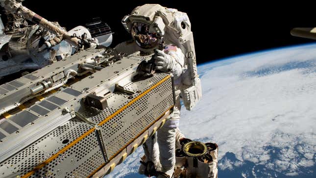 Spacewalker Woody Hoburg riding the Canadarm2 robotic arm on June 9, 2023.