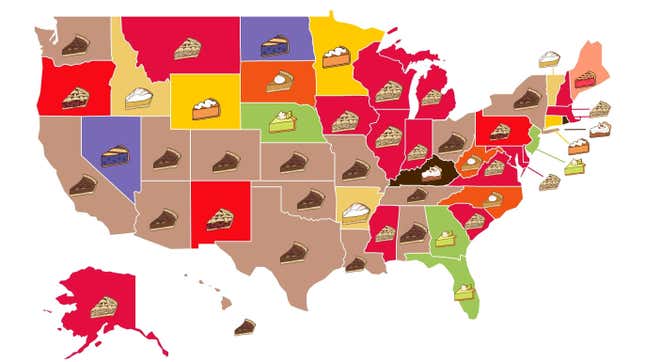 Map of most popular pies in every US state