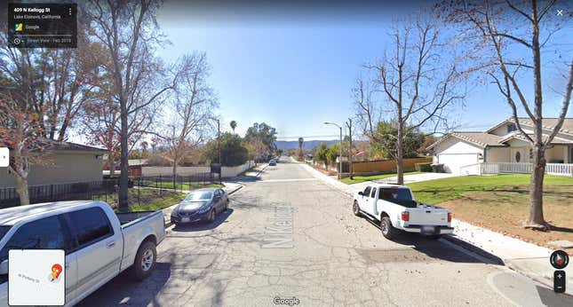 The street of a former location from the guide in Lake Elsinore, California