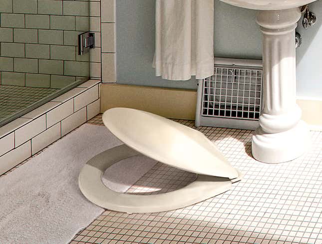 Image for article titled Annoying Boyfriend Always Leaves Toilet Seat Ripped Off, Flung Across Bathroom