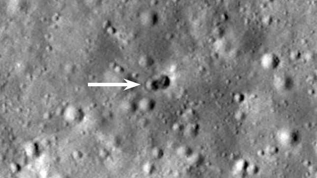 The newly formed double crater, spotted on the far side of the Moon near Hertzsprung crater. 