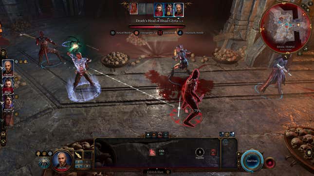 Tav is shown targeting an enemy with a spell.