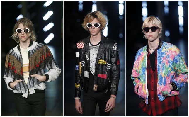 Models walk the runway during the Saint Laurent Menswear Spring/Summer 2016 show as part of Paris Fashion Week on June 28, 2015 in Paris, France.