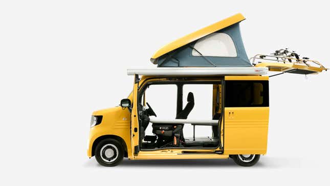 Image for article titled This Cute Kei Van Camper Has A Roof Tent And Somehow Manages To Sleep Four
