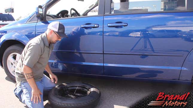 Image for article titled The Dodge Grand Caravan Had A Really Weird Spare Tire Placement