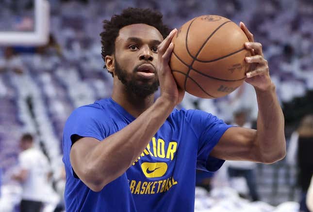 May 24, 2022; Dallas, Texas, USA; Golden State Warriors forward Andrew Wiggins (22) warms up before game four of the 2022 Western Conference finals against the Dallas Mavericks at American Airlines Center.