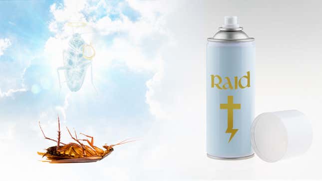Image for article titled Raid Introduces Holy Water-Infused Spray That Allows Cockroaches To Be Baptized And Die As Christians