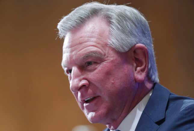 Senator Tommy Tuberville, R-AL., during a  confirmation hearing on Capitol Hill in Washington, DC, on February 23,  2021.