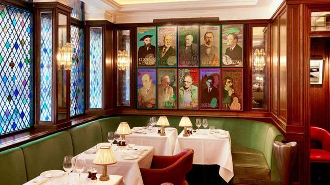 An alcove table at the Ivy in London