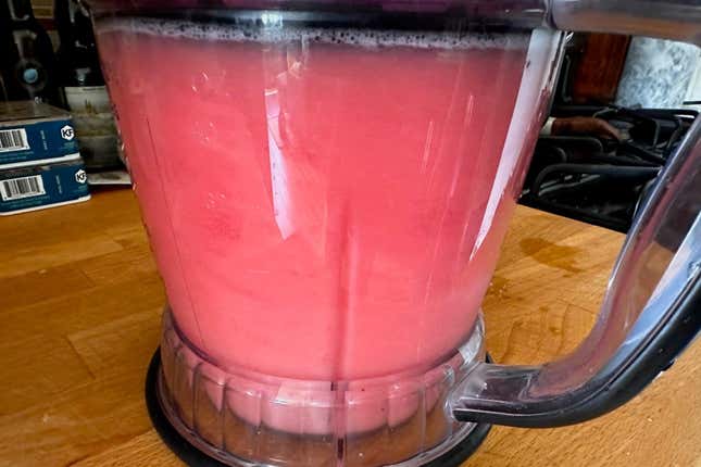 Watermelon agua fresca sporting its Barbie pink hues.