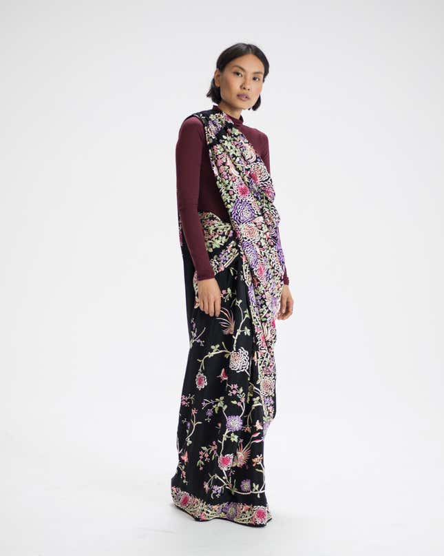 The Parsi sari drape from Gujarat.